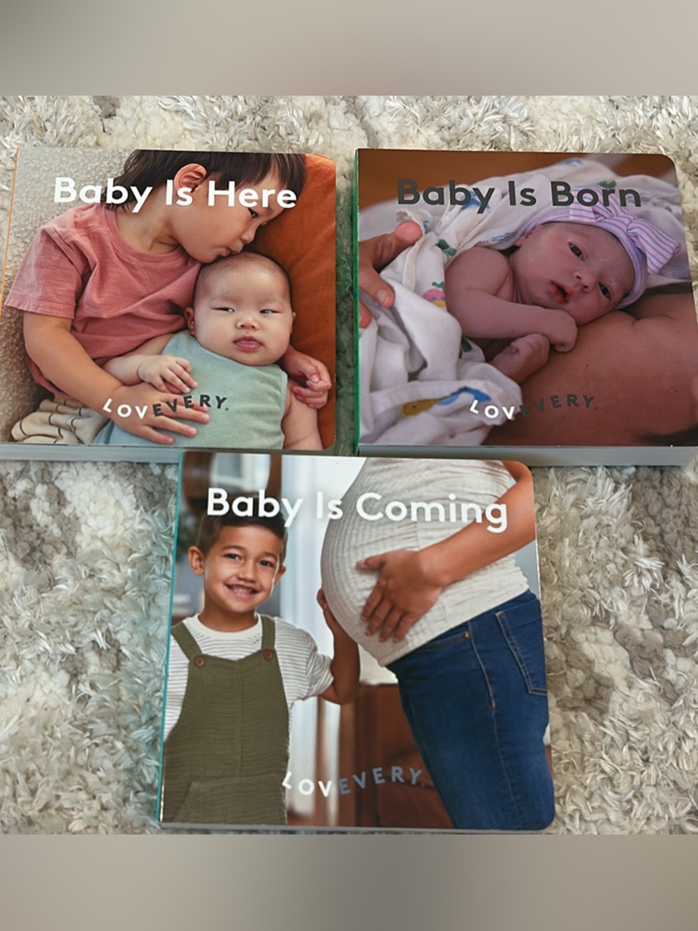 Lovevery New Sibling Board Book Set of 3 – Baby Is Coming, Born & Here